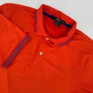 RLX Ralph Lauren‎ Mens Orange Performance Golf Polo Shirt Size M Short Sleeve